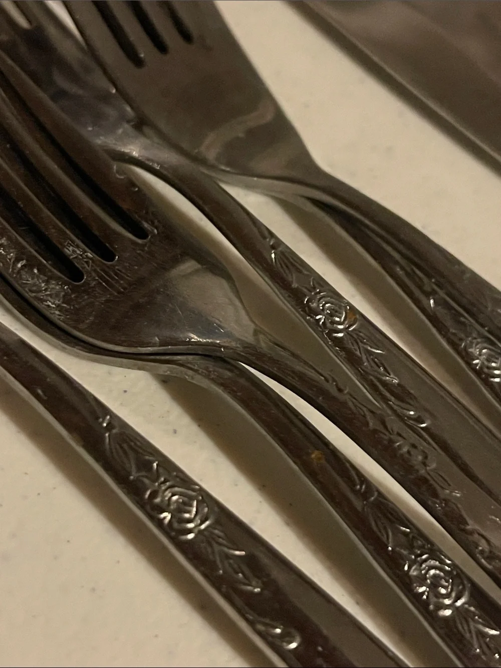 Silver Floral-Pattern Stainless Steel utensils